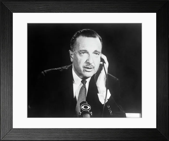 Framed Print : Walter Cronkite Broadcasting Framed Print : Walter Cronkite Broadcasting