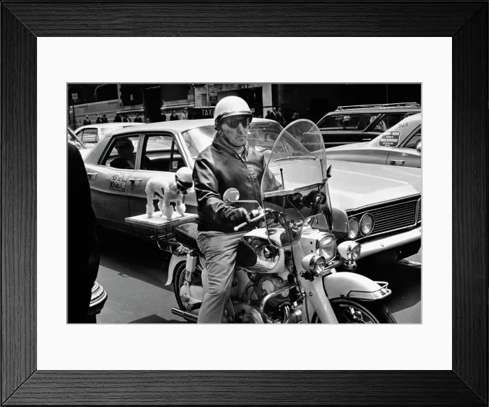 Framed Print : Biker Dog. A biker with his canine friend, New York City, US, 27th June 1968 Framed Print : Biker Dog. A biker with his canine friend, New York City, US, 27th June 1968