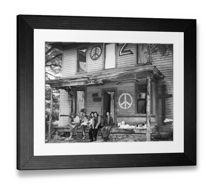 Framed Print : Hippies on Farmhouse Porch Framed Print : Hippies on Farmhouse Porch