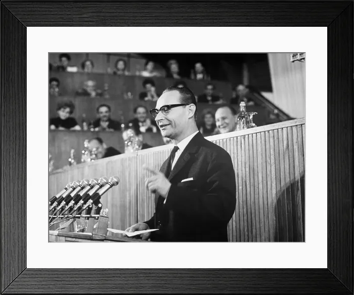Framed Print : Alexander Dubcek Gesturing from Podium Framed Print : Alexander Dubcek Gesturing from Podium