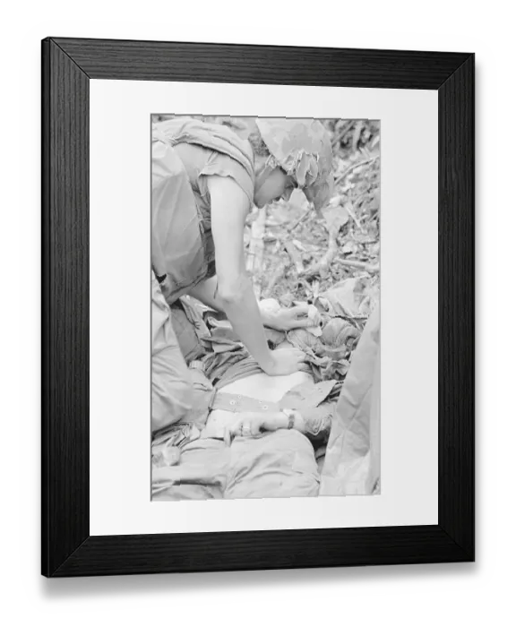 Framed Print : American Medic Preparing to Treat Wounded Buddy Framed Print : American Medic Preparing to Treat Wounded Buddy