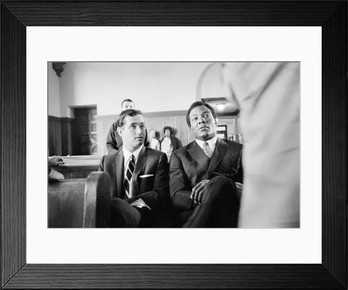 Framed Print : Jim Brown in Court with His Attorney Framed Print : Jim Brown in Court with His Attorney
