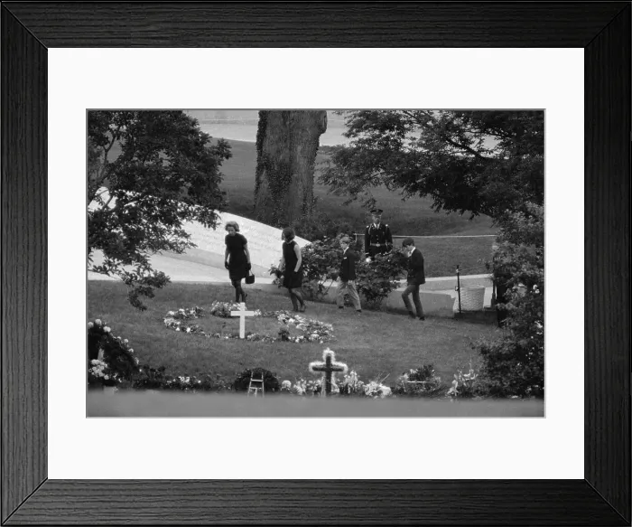 Framed Print : Kennedy Children Surrounding Gravesite Framed Print : Kennedy Children Surrounding Gravesite