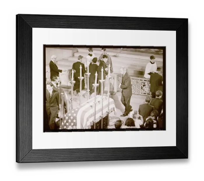 Framed Print : Eugene McCarthy walking Near Flag Draped Coffin Framed Print : Eugene McCarthy walking Near Flag Draped Coffin