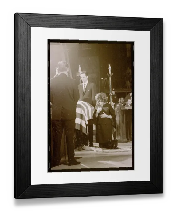 Framed Print : Sister of Robert F. Kennedy Kneeling Near His Coffin