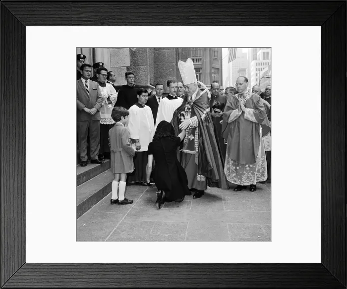 Framed Print : Jacqueline Onassis Kneeling Before Richard Cardinal