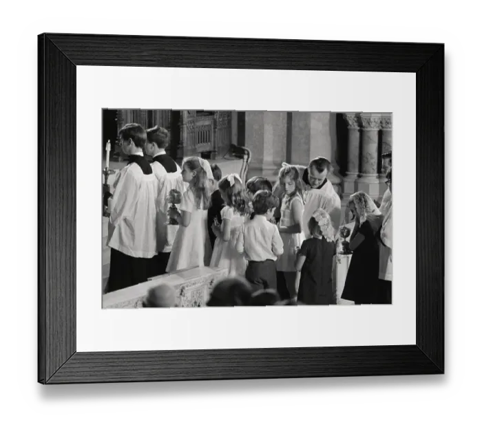 Framed Print : Kennedy Children Attending Mass Framed Print : Kennedy Children Attending Mass