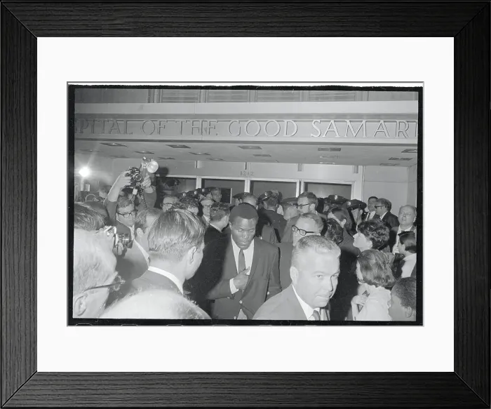 Framed Print : Rafer Johnson Standing Outside Hospital
