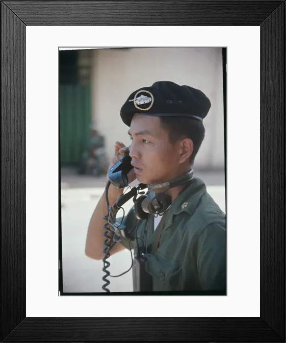 Framed Print : Soldier Talking on the Telephone Framed Print : Soldier Talking on the Telephone