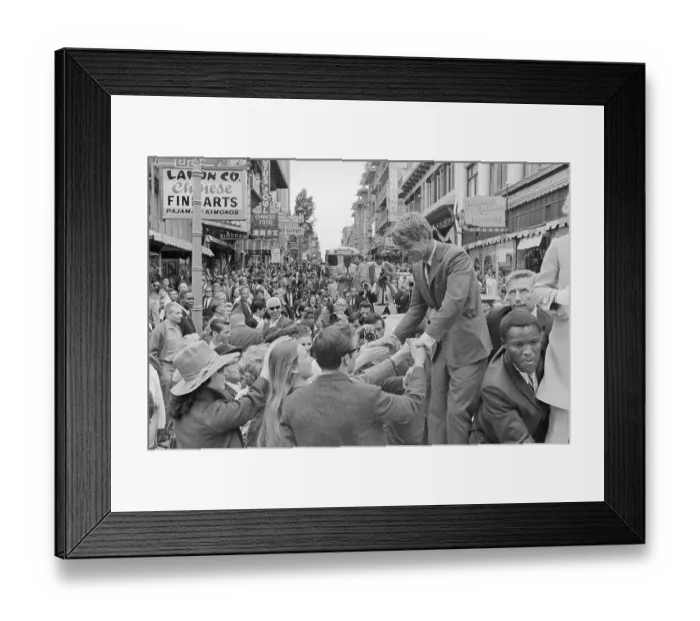 Framed Print : Robert F. Kennedy Shaking Hands in Crowd Framed Print : Robert F. Kennedy Shaking Hands in Crowd