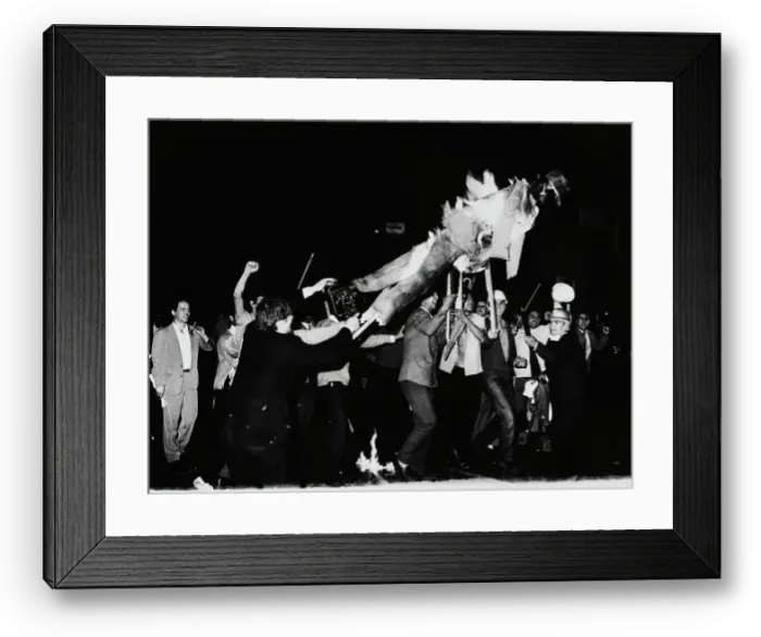 Framed Print : Protestors With Burning Effigy Framed Print : Protestors With Burning Effigy