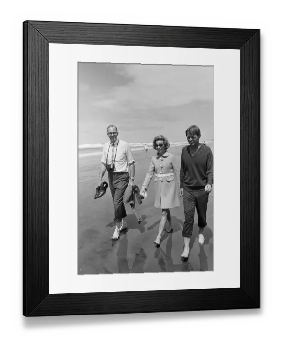 Framed Print : Robert Kennedy Walking on the Beach With His Wife Framed Print : Robert Kennedy Walking on the Beach With His Wife