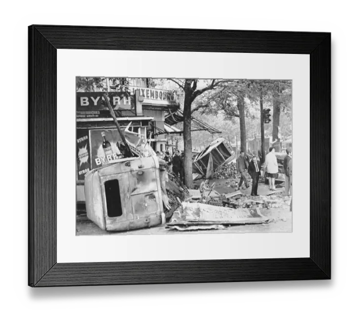 Framed Print : Parisians Inspect Riot Damage 1968 Framed Print : Parisians Inspect Riot Damage 1968
