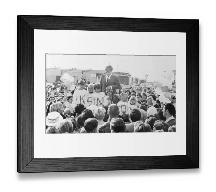 Framed Print : Robert F. Kennedy Standing With Flock of Supportive Children