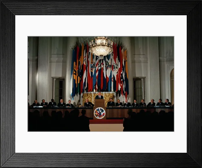 Framed Print : Delegates at an OAS Meeting Framed Print : Delegates at an OAS Meeting