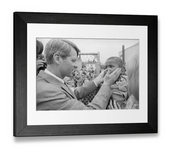 Framed Print : Robert F. Kennedy Embracing Face of Youngster Framed Print : Robert F. Kennedy Embracing Face of Youngster