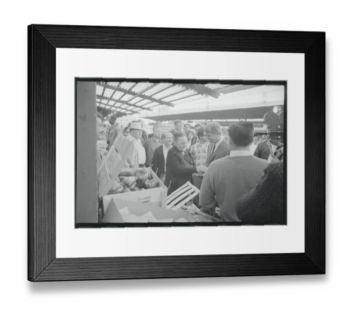 Framed Print : Robert F. Kennedy Near Market Display With Followers Framed Print : Robert F. Kennedy Near Market Display With Followers