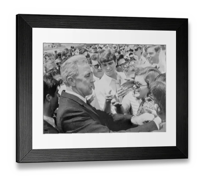 Framed Print : Eugene McCarthy Greeting Crowd of Students Framed Print : Eugene McCarthy Greeting Crowd of Students