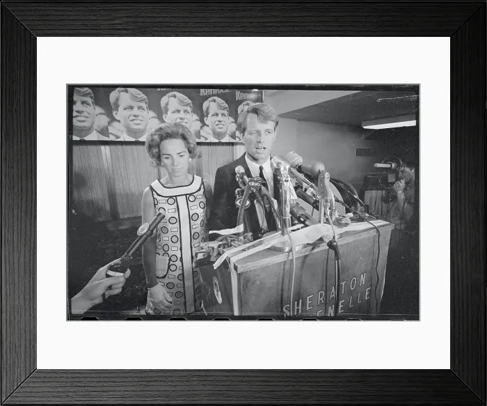 Framed Print : Robert Kennedy Talking Into Microphones Framed Print : Robert Kennedy Talking Into Microphones