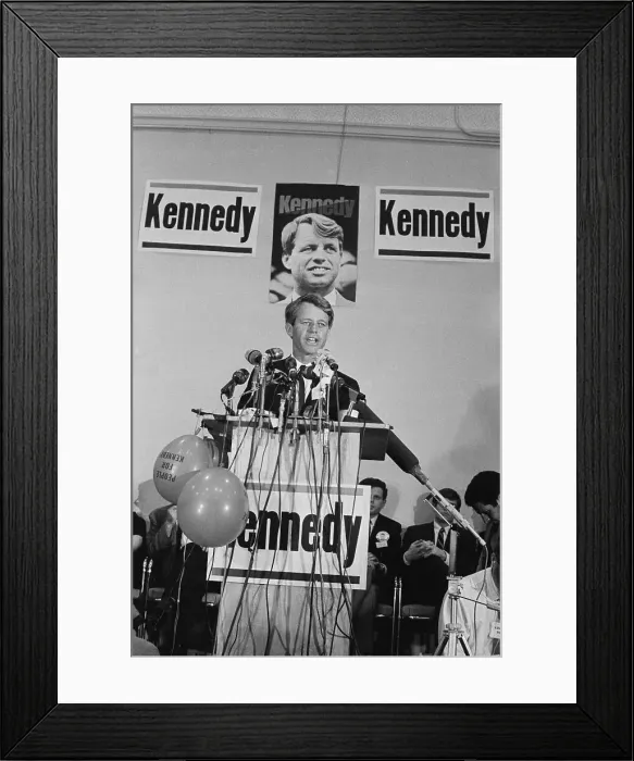 Framed Print : Robert F. Kennedy Standing at Microphones Framed Print : Robert F. Kennedy Standing at Microphones