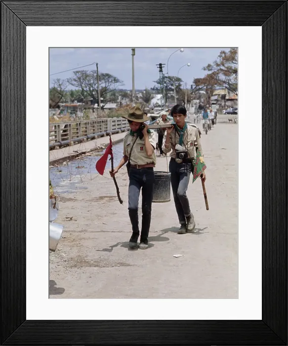 Framed Print : Vietnamese Scouts Carrying Water