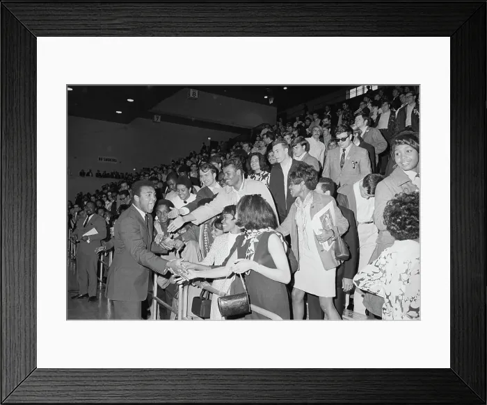 Framed Print : Muhammad Ali Shaking Hands with Students Framed Print : Muhammad Ali Shaking Hands with Students