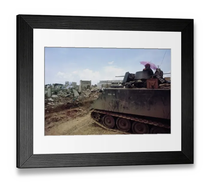 Framed Print : Tank Driver With Parasol