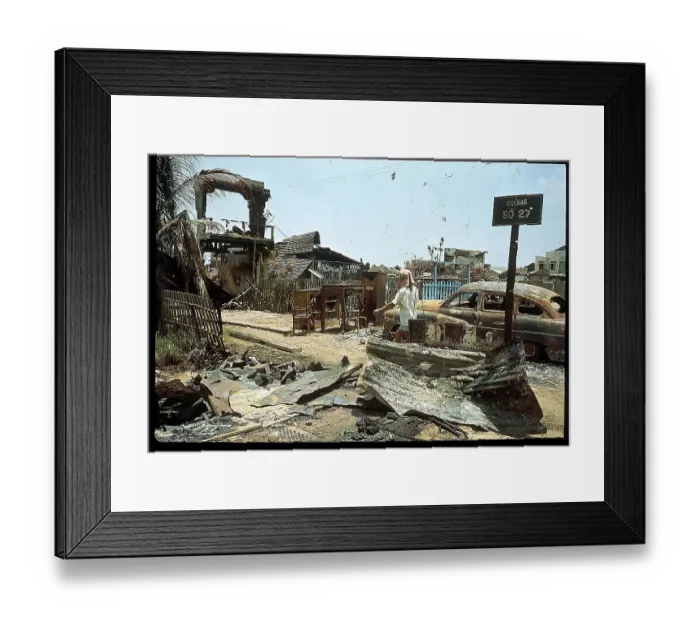 Framed Print : Soldier Walking Through Destroyed Area Framed Print : Soldier Walking Through Destroyed Area