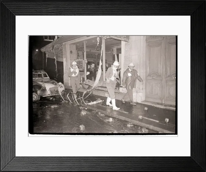 Framed Print : Red Cross Workers Carry Wounded Students Framed Print : Red Cross Workers Carry Wounded Students