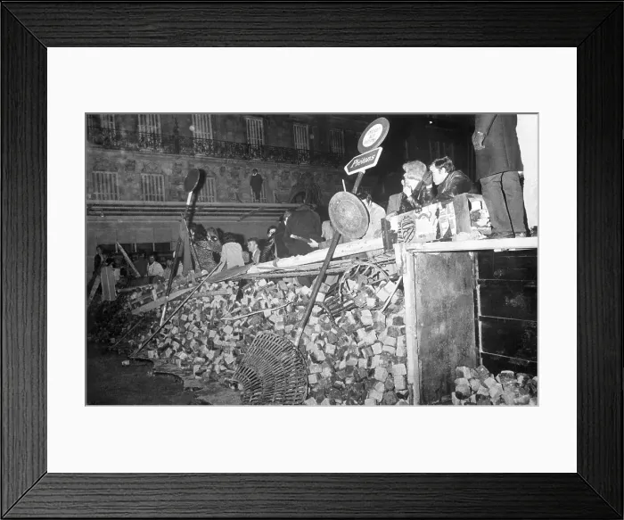 Framed Print : French Students Clashing with Police Framed Print : French Students Clashing with Police