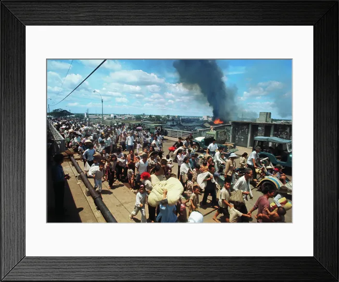 Framed Print : Saigon 1968: Refugees Fleeing Their Burning Homes