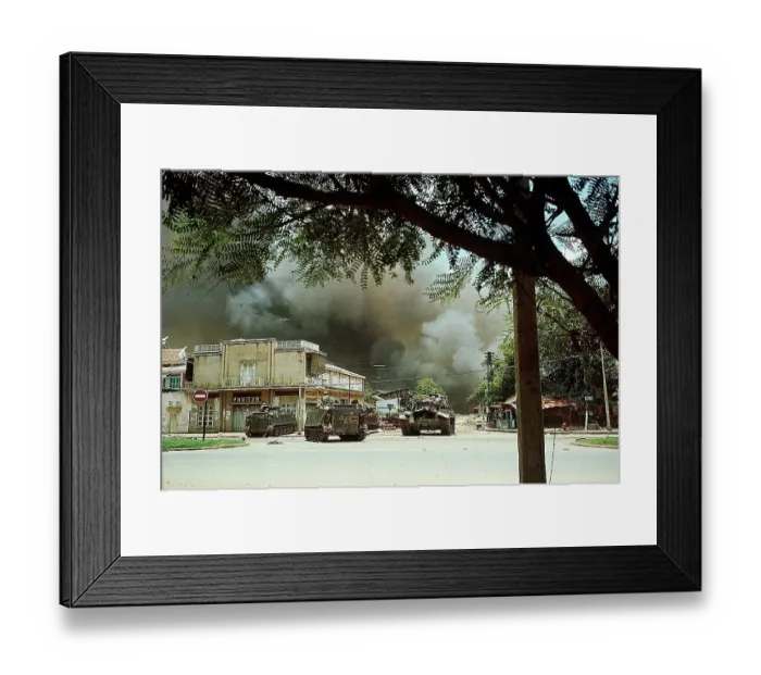 Framed Print : Tanks and Armored Vehicles Forming Barricade Framed Print : Tanks and Armored Vehicles Forming Barricade