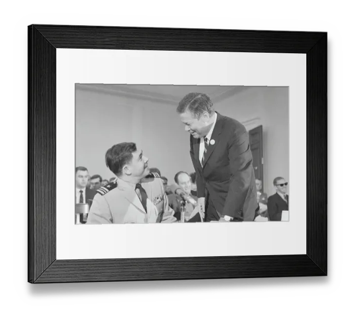 Framed Print : Joseph Resnick Conversing with Navy officer Marcus Arnheiter at Hearing Framed Print : Joseph Resnick Conversing with Navy officer Marcus Arnheiter at Hearing
