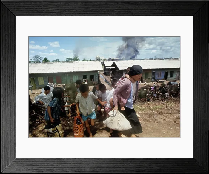 Framed Print : Woman And Children Fleeing Cholon Framed Print : Woman And Children Fleeing Cholon