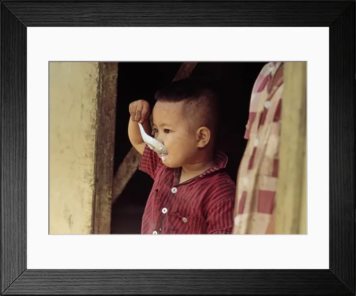 Framed Print : Boy Eating Rice Framed Print : Boy Eating Rice