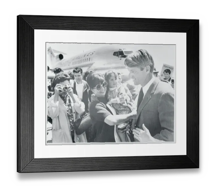 Framed Print : Robert F. Kennedy Greeting Supporters at Airport