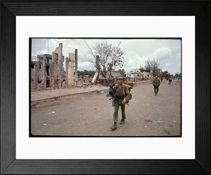 Framed Print : Refugees Flee Viet Cong Attack