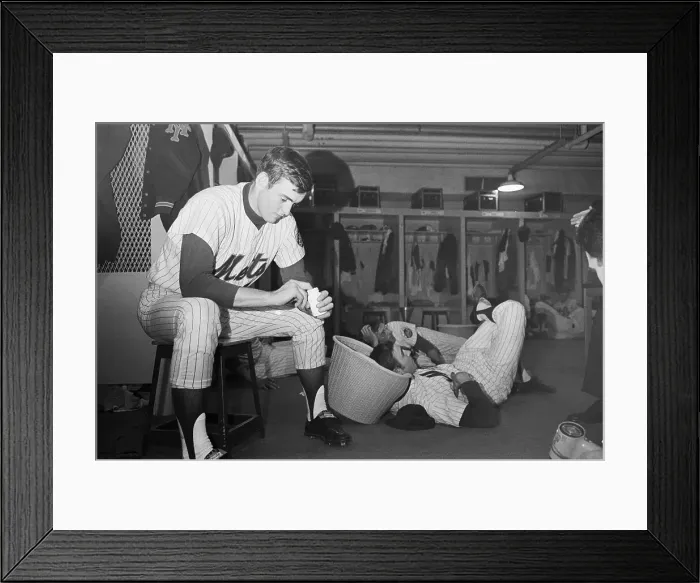 Framed Print : Nolan Ryan In Locker Room, Soaking Finger