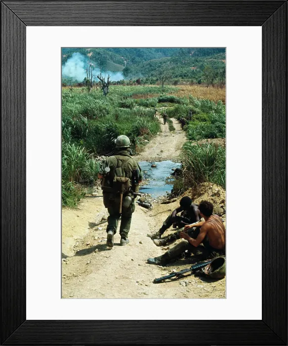 Framed Print : US Soldiers Patrolling a Road in Vietnam Framed Print : US Soldiers Patrolling a Road in Vietnam