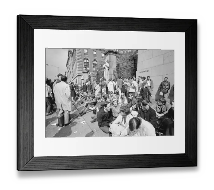 Framed Print : Students Form Barricade Outside Columbia Framed Print : Students Form Barricade Outside Columbia