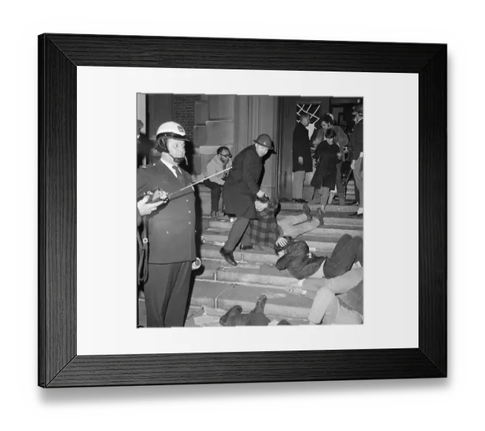 Framed Print : Policemen Remove Squatter Framed Print : Policemen Remove Squatter