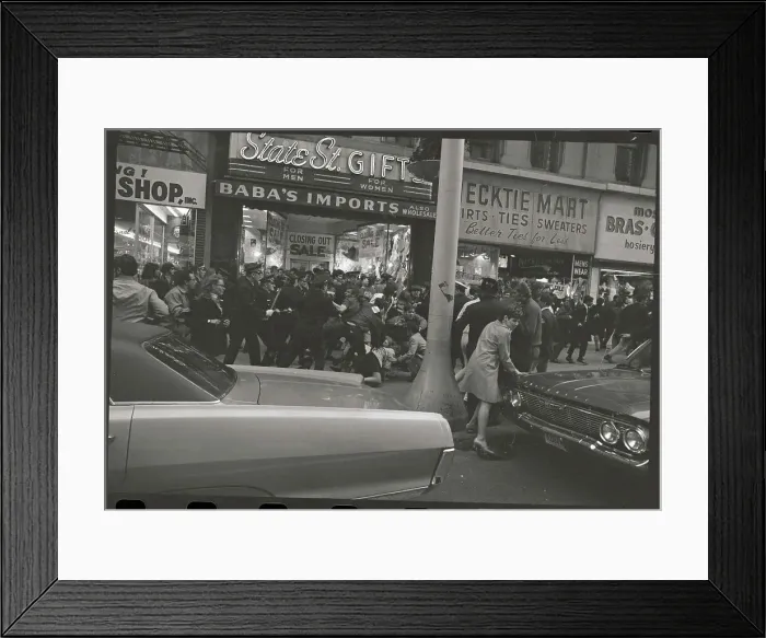 Framed Print : Police Confronting Mob on the Street Framed Print : Police Confronting Mob on the Street
