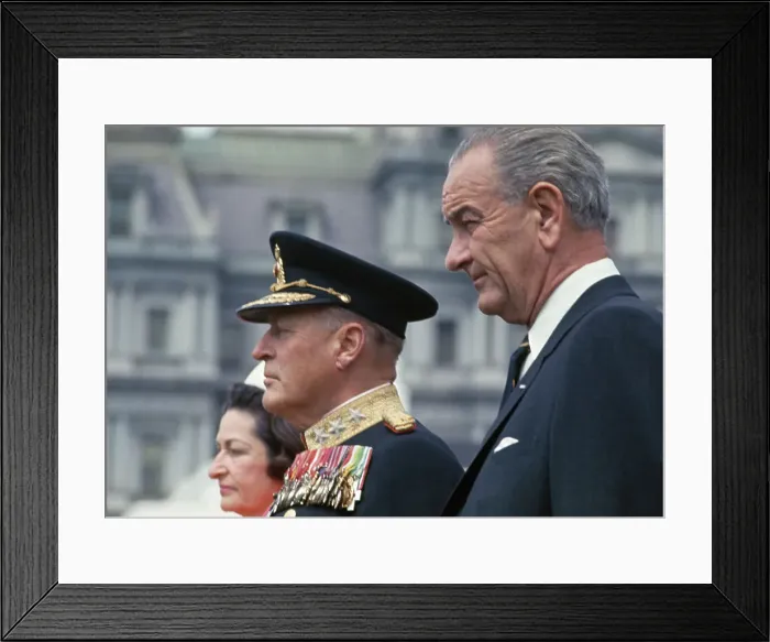 Framed Print : King Olav V And President Johnson Framed Print : King Olav V And President Johnson