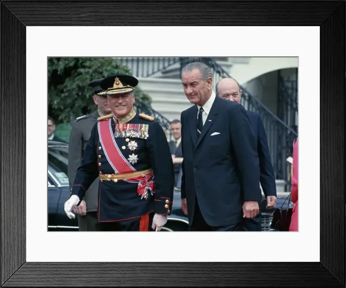 Framed Print : King Olav V And President Johnson Framed Print : King Olav V And President Johnson