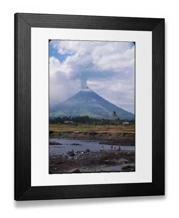 Framed Print : People Against Spewing Volcanic Background Framed Print : People Against Spewing Volcanic Background