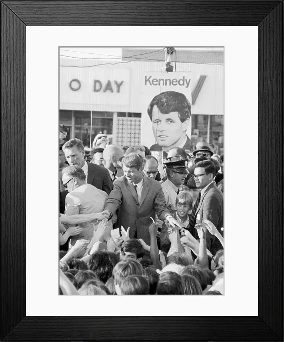 Framed Print : Robert F. Kennedy Reaching to Shake Hands in Crowd Framed Print : Robert F. Kennedy Reaching to Shake Hands in Crowd