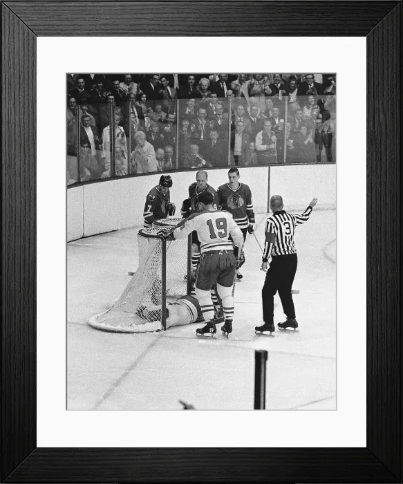 Framed Print : Goalie Lying Unconscious in Hockey Goal Framed Print : Goalie Lying Unconscious in Hockey Goal