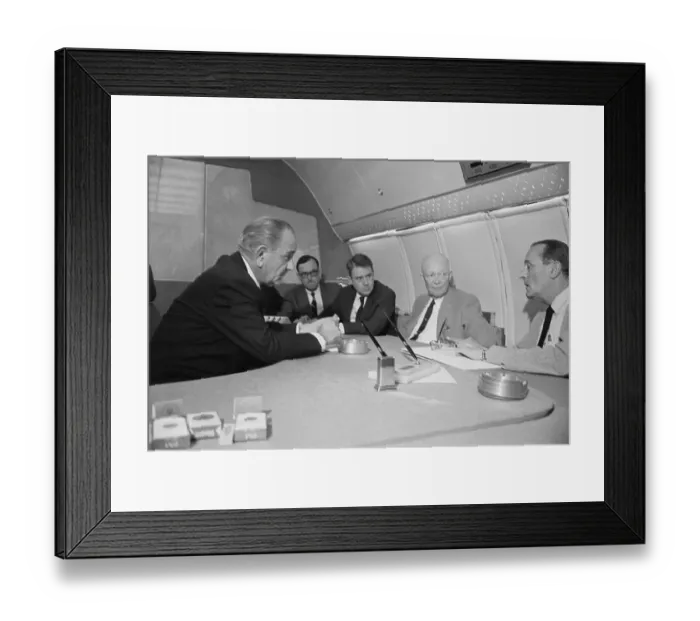 Framed Print : President Lyndon Johnson with Important Officials on Airplane Framed Print : President Lyndon Johnson with Important Officials on Airplane