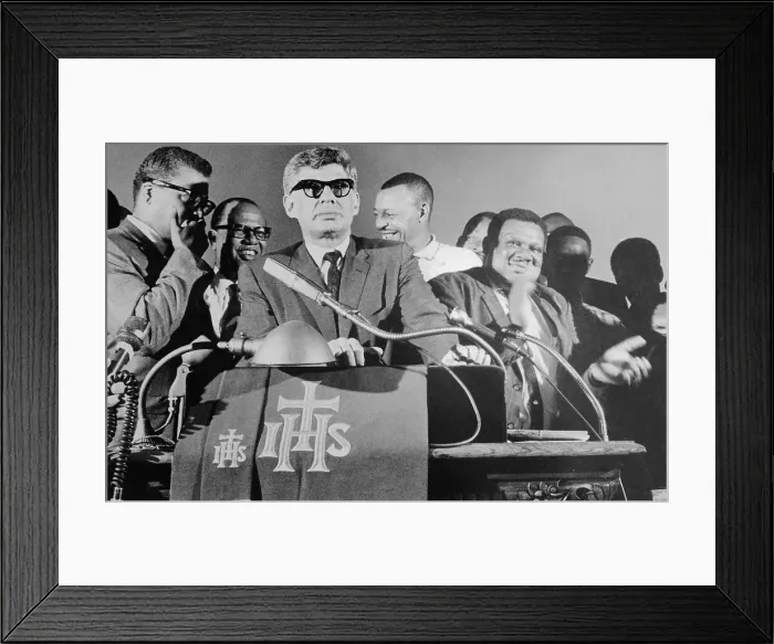Framed Print : Civil Rights Activists Standing at Microphones Framed Print : Civil Rights Activists Standing at Microphones