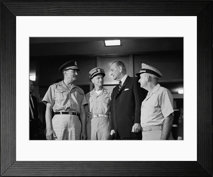 Framed Print : Lyndon Johnson with John McCain Jr and Other Officials Framed Print : Lyndon Johnson with John McCain Jr and Other Officials